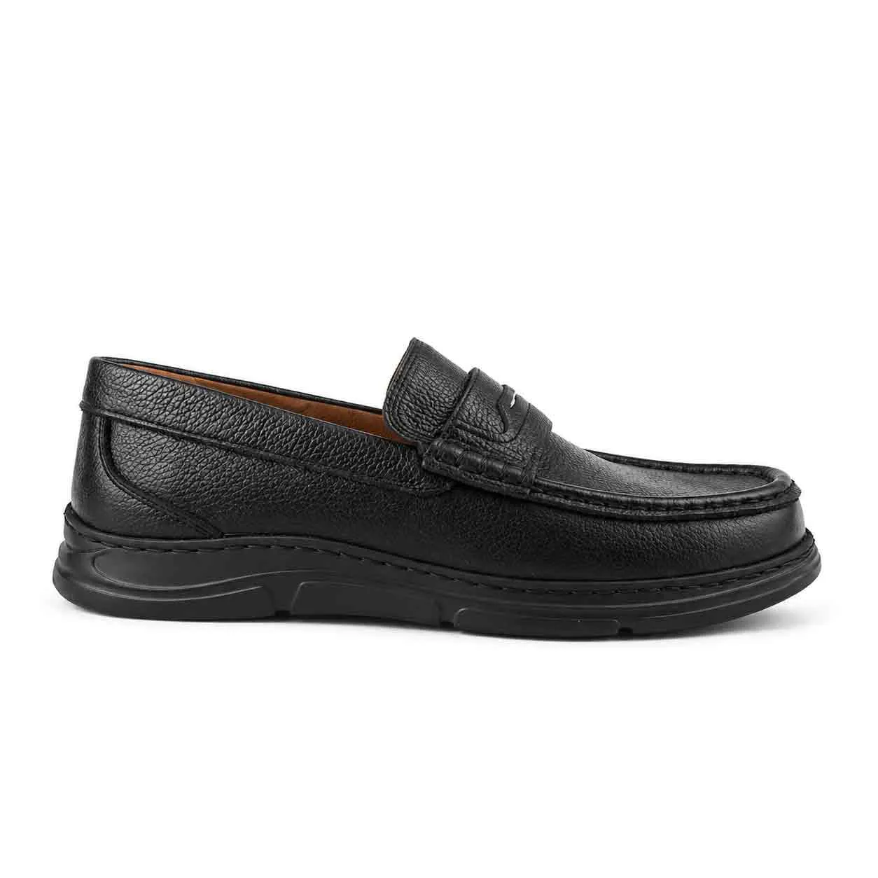 Moccasin pour homme confort sm120 Noir cuir  miniature